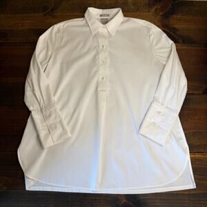 Chico's White No Iron Cotton Blend Popover Shirt Blouse Women's size 0 US 4/6